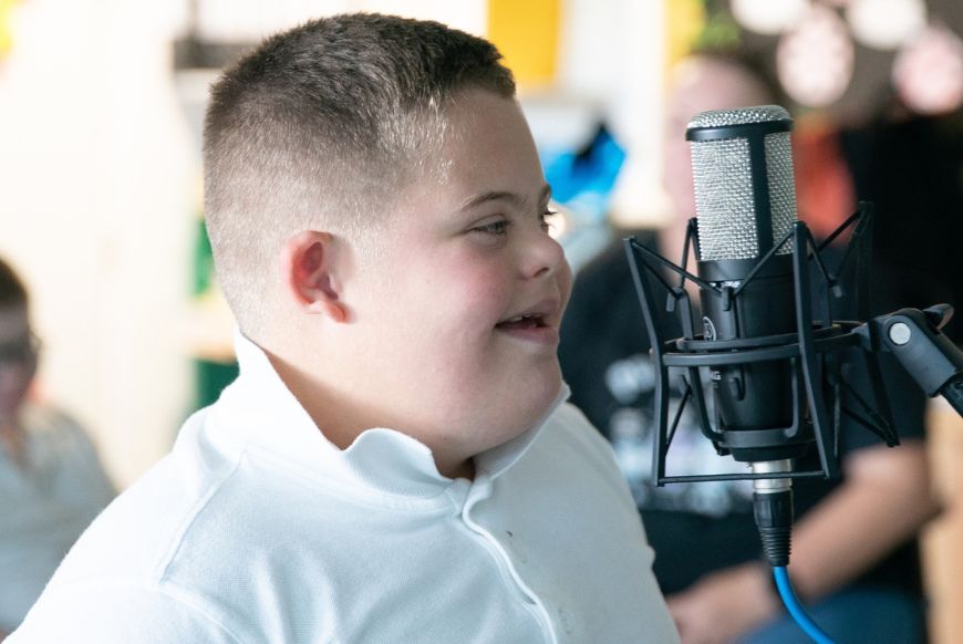 Boy with microphone